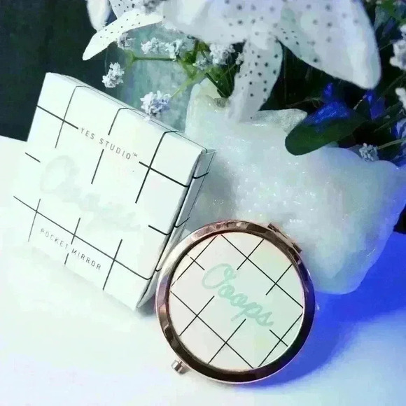 Yes Studio YS White with Rose Gold Tone Pocket Mirror - Picture 6 of 13